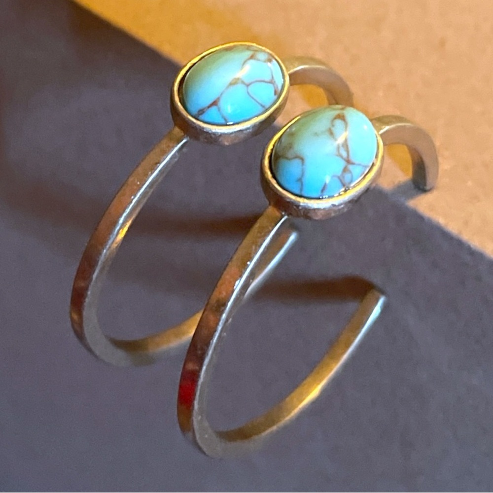 Southwest Bronze/Gold-tone faux turquoise hoops posts